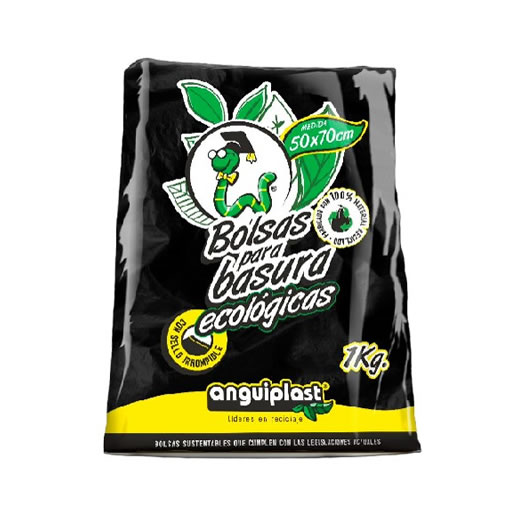 Bolsa negra de basura ecológica 50x70